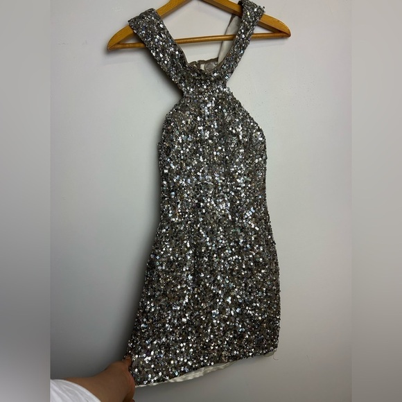 VTG Y2K Scala 100% Silk Mini Dress Women 4 Beaded full sequins Hoco Homecoming - Picture 1 of 16